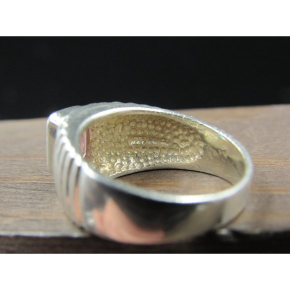 Size 8 Sterling Silver Rectangle Pink Cubic Zirconia Band Ring - Picture 4 of 7